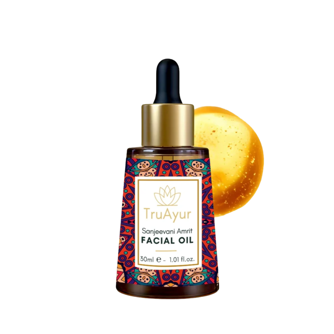 Huile visage de nuit anti-âge ayurvédique à l'huile de bakuchi, aux dattes et au litchi