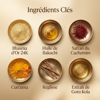 Crème de nuit anti-âge ayurvédique à l'or 24 carats, à l'huile de bakuchi, au safran et au curcuma