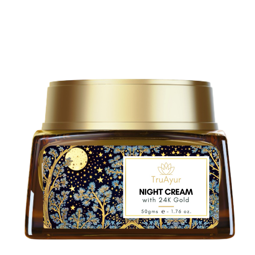 Crème de nuit anti-âge ayurvédique 24 carats à l'huile de bakuchi, au safran et au curcuma