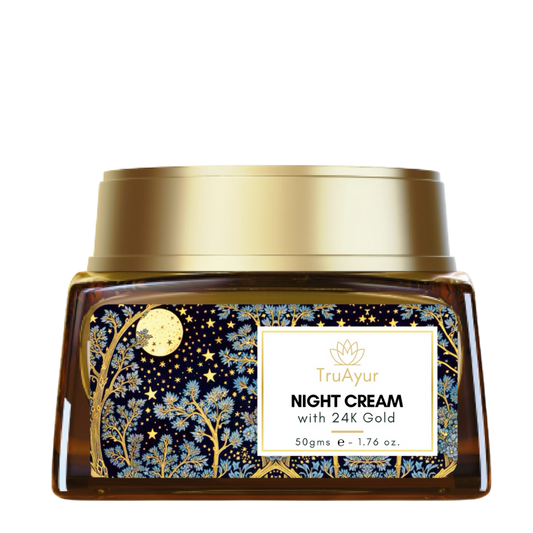 Crème de nuit anti-âge ayurvédique 24 carats à l'huile de bakuchi, au safran et au curcuma