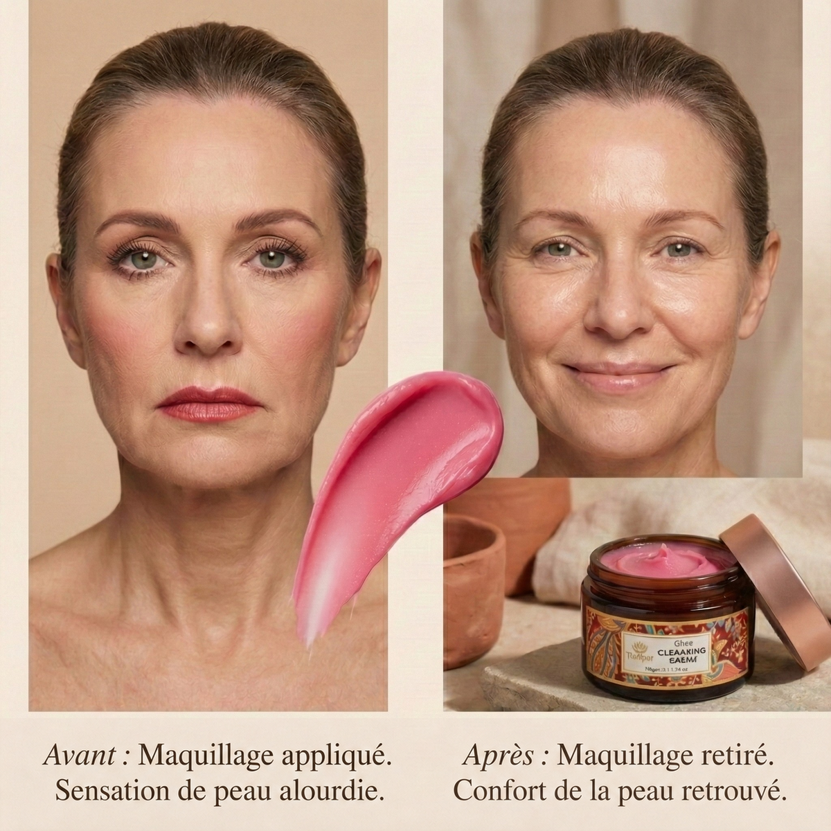 Soin Visage Express – Crème Nettoyante Ayurvédique au Ghee pour le Massage du Visage
