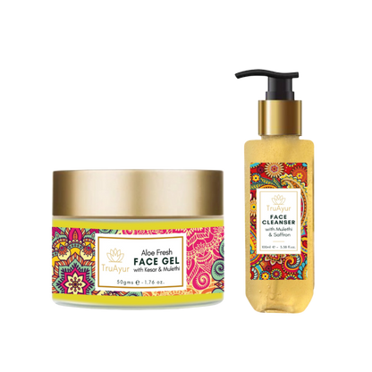 Duo visage frais au safran du Cachemire et Mulethi (nettoyant visage et gel visage Aloe Fresh)