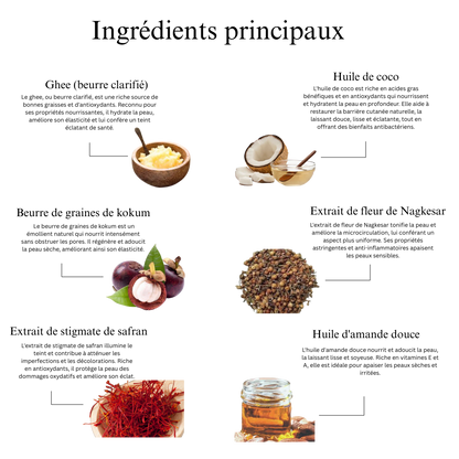 Crème visage illuminatrice et nettoyante au ghee