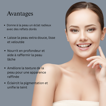 Combo luminosité or 24 carats (combinaison huile visage et huile corps or 24 carats)