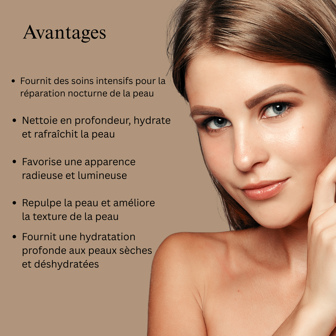 Rituel nocturne Saffron Glow (crème de nuit à l'or 24 carats et nettoyant visage)