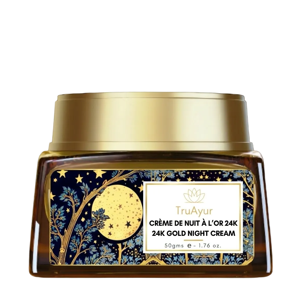 Crème de nuit anti-âge ayurvédique à l'or 24 carats, à l'huile de bakuchi, au safran et au curcuma