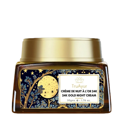 Crème de nuit anti-âge ayurvédique à l'or 24 carats, à l'huile de bakuchi, au safran et au curcuma