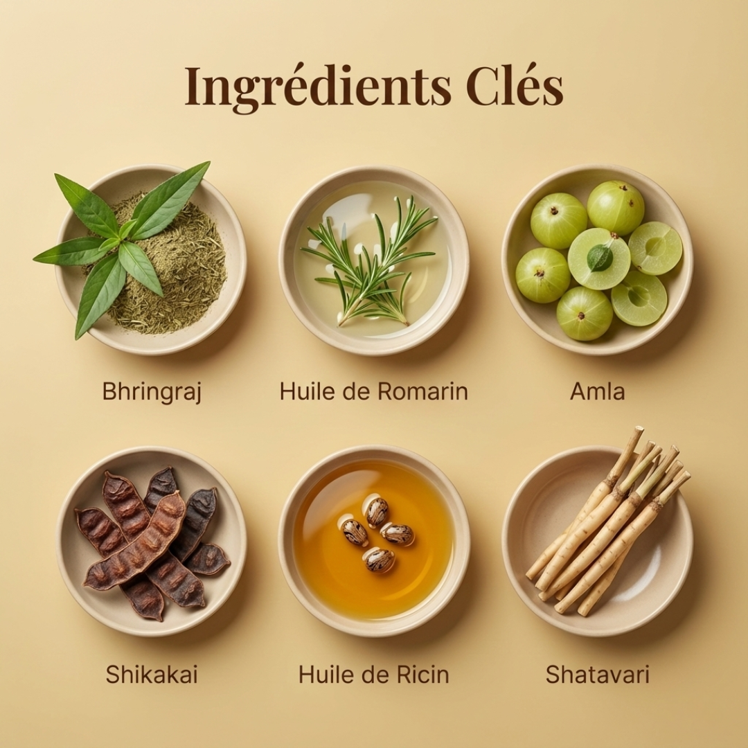 Huile ayurvédique de massage du cuir chevelu aux 29 plantes pour réduire le stress, revitaliser les cheveux et favoriser la relaxation