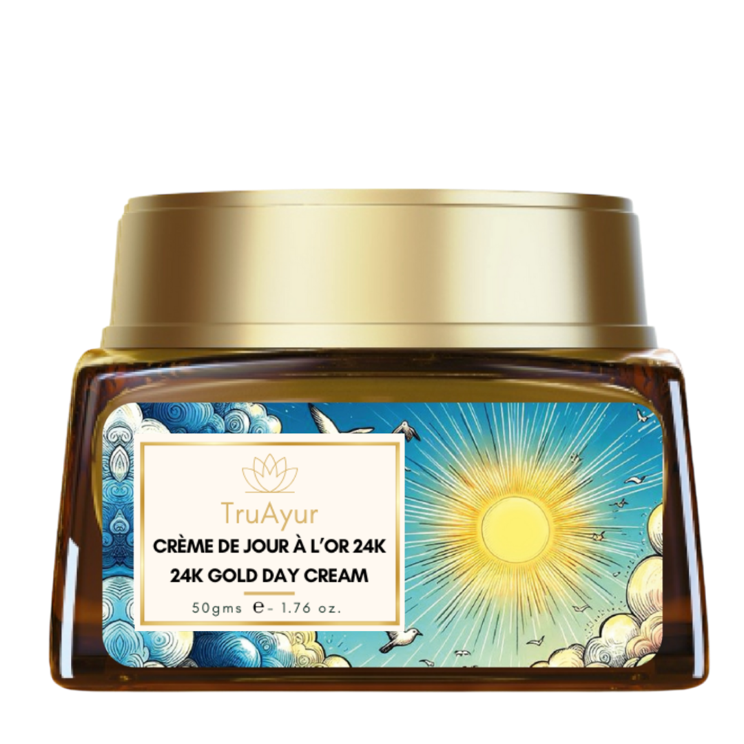 Crème de jour ayurvédique illuminatrice 24 carats à l'or, au gotu kola, au safran et au mulethi