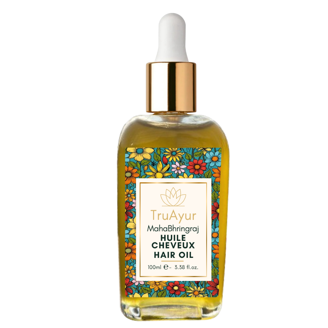 Huile ayurvédique de massage du cuir chevelu aux 29 plantes pour réduire le stress, revitaliser les cheveux et favoriser la relaxation