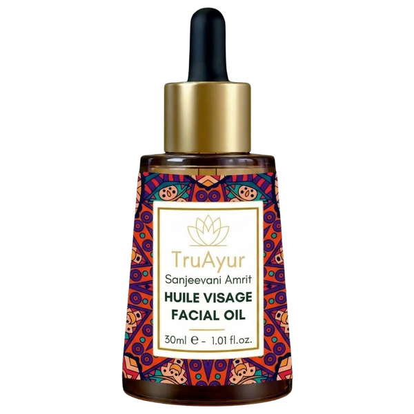 Huile visage de nuit anti-âge ayurvédique à l'huile de bakuchi, aux dattes et au litchi