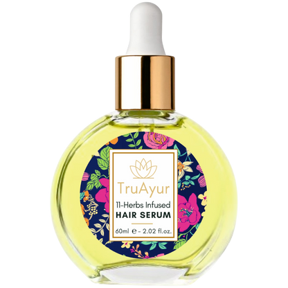 Huile sérum ayurvédique pour cheveux à base de 11 plantes pour des cheveux plus forts, moins crépus et plus brillants