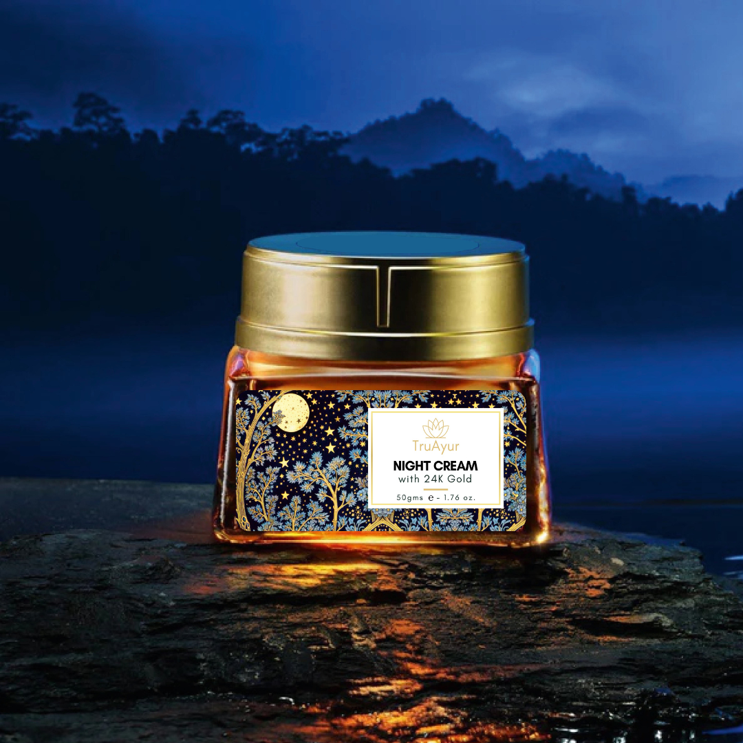 Crème de nuit anti-âge ayurvédique 24 carats à l'huile de bakuchi, au safran et au curcuma