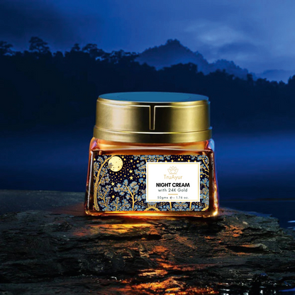 Crème de nuit anti-âge ayurvédique 24 carats à l'huile de bakuchi, au safran et au curcuma