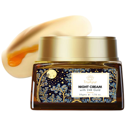 Crème de nuit anti-âge ayurvédique 24 carats à l'huile de bakuchi, au safran et au curcuma